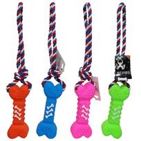 Žaislas GUMINIS KAULAS su virve 32 cm