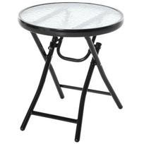Apvalus sulankstomas staliukas Ø45 cm, metalas, stiklas, balkonas