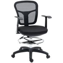 Ergonomiškas biuro kėdė su tinkliniu audiniu, porankiais ir kojų atrama, juodas
