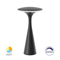 Įkraunamas, stalinis šviestuvas TOWER, 3W, 300lm, IP44, su įkrovimo stotele, 2600mAh, juodas
