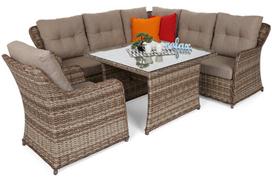 Lauko baldų komplektas Bergamo Corner su 1 foteliu, Ginger / Brown Melange