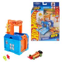 Trasos rinkinys „Hot Wheels City Play and Go“ JHL43 nešiojamas žaidimų rinkinys su 1:64 automobiliu
