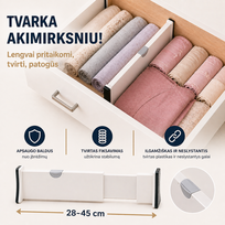 Reguliuojama stalčių pertvara – tobula tvarka namuose