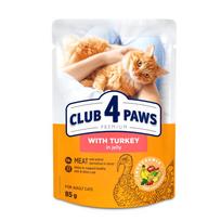 Club 4 Paws konservai katėms su kalakutiena drebučiuose, 85g * 24vnt.