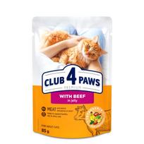 CLUB 4 PAWS Beef Jelly - konservai katėms su jautiena, drebučiuose 85g * 24vnt.