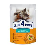 CLUB 4 PAWS Sterilised Rabbit - konservai sterilizuotoms katėms su triušiena, drebučiuose, 80g x 24vnt.