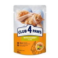 CLUB 4 PAWS Rabbit - konservai katėms su triušiena, drebučiuose 85g x 24vnt.