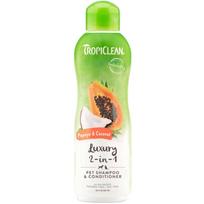 TropiClean Papaya & Coconut prabangus 2in1 šampūnas ir kondicionierius šunims ir katėms, 355 ml - Produkto Tūris 355ml