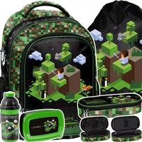 Mokyklinis rinkinys 5 dalių Pixel Green kuprinė – Paso