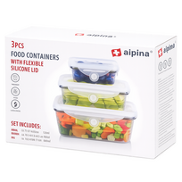 ALPINA hermetiniai indeliai su silikoniniais dangteliais, 3 vnt