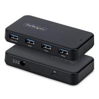 StarTech.com 4-Port USB-A Hub, 5Gbps, Self-Powered, 2-in-1 USB-C and USB-A Host Cable, 1x BC 1.2 Charging Port, 24W Power Adapter Included, Compatible with MacBook and Windows