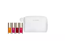 Clarins Set: Lip Comfort, Plumping Lip Oil, 02, Raspberry, 7 ml + Lip Comfort, Plumping Lip Oil, 01, Honey, 7 ml + Lip Comfort, Plumping Lip Oil, 04, Pitaya, 7 ml + Lip Comfort, Berry tint Lip Oil, 03