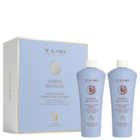 T-LAB Professional Marine Bio-Filler Hydra Collagen Shampoo šampūno ir kondicionieriaus kelioninis rinkinys 100ml+100ml