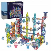Magnetinių kaladėlių rinkinys su šviesa Click4Toys, 228 elementai