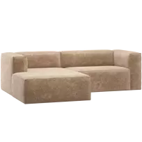 Kampinė sofa Bean, kairė, 73 x 254 x 175 cm, šenilinis aksomas, rožinė