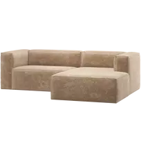 Kampinė sofa Bean, dešinė, 73 x 254 x 175 cm, šenilinis aksomas, rožinė