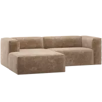 Kampinė sofa Bean, kairė, 73 x 254 x 175 cm, šenilinis aksomas, pilka