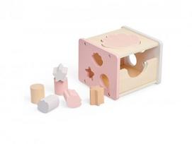 Jollein lavinamasis medinis žaislas - figūrėlių rūšiuotojas Shell Pink