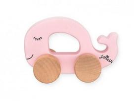 Jollein lavinamasis medinis automobilis "Banginis" Animal Pink