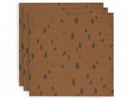 Jollein muslino audinio vystyklų rinkinys 70x70 Spot Caramel 3vnt