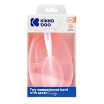 KikkaBoo „Tasty“ maisto dėžutė su dviem skyreliais ir įrankiu – Pink
