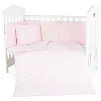 Kūdikių patalynės komplektas NOOK Pink Stars 6 dalių, 120x60 cm