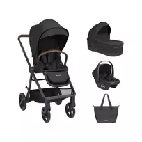 Vaikiškas vežimėlis Mia 3IN1 Black su lopšiu