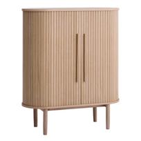 Šviesios natūralios spalvos spintelė iš ąžuolo su stumdomomis durimis 100x118x40 cm Meta – Unique Furniture