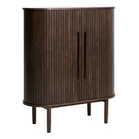 Tamsios natūralios spalvos spintelė iš ąžuolo su stumdomomis durimis 100x118x40 cm Meta – Unique Furniture
