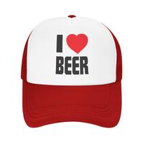 Aš myliu alų Trucker kepuraitė Kvėpuojanti tinklinė beisbolo kepuraitė Atsitiktinė reguliuojama vasarinė Unisex suaugusiųjų galvos apdangalas One Size white