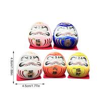 5pcs Mini Japanese Daruma Doll Lucky Charm Statues for Wishes Fulfillment Zen Home Desk Decor Office Altar Feng Shui Decoration