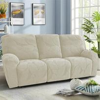 3 Seater Leaf Jacquard Split Recliner Sofa Covers Elastic Chair Cover with Side Pocket Durable Armchair Slipcover Decor for Home