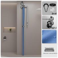 Clear Blue Suction Cup Shower Curtain with Telescopic Rod skaidri mėlyna spalva