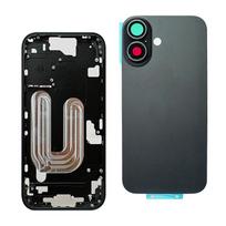Galinis korpusas iPhone 16-16plus-16Pro Max Baterijos galinis dangtelis Galinės durelės Vidurinis važiuoklės rėmas + SIM dėklas Šoninio mygtuko dalys 16 black