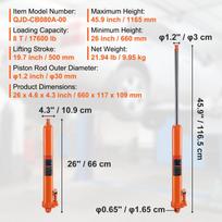 SucceBuy 3/8 tonos hidraulinis ilgas cilindrinis domkratas, variklio keltuvas, su vieno stūmoklio siurbliu, variklių keltuvams, hidraulinis garažas 8T Single Pump