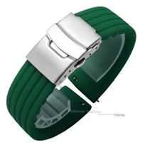 Silikoninis Guminis Laikrodžio Dirželis Su Užsegimu 18mm 20mm 22mm 24mm Omega Laikrodžiui Pakeičiama Juosta Seiko Sportiniams Dirželiams 18mm&steel buckle žalia