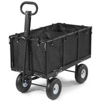 Sodo vežimėlis, 544,3 kg, tvirtas plieninis rankinis vežimėlis, kiemo universali priekaba, lauko transportavimo vežimėlis su 10 colių ratais, reguliuojama rankena, nuimama šoninė dalis