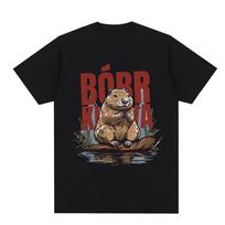 New Model Comfortable Bober Kurwa Bober T-shirt Funny Beaver Meme Men and Women Classic Casual Oversized Summer Print 100% Pu... S įvairiaspalvis