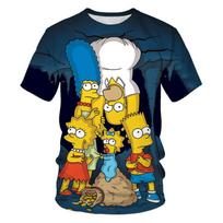 Summer Children's Classic THE SIMPSONS Cartoon Digital Stripe Available Multiple Choice Printed Loose Casual T-shirt XL