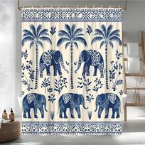 Boho Tropinis Dramblys Dušo Užuolaida Afrikos Etninis Indijos Mandalos Gentys Peisli Šventas Gyvūnas Unikalūs Lapai Retro Estetika W60H190(CM)-1 Pcs