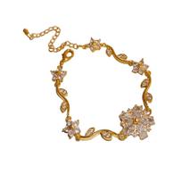 Luxury Zircon Flower Bracelet Fashion Shiny Rhinestone Bangle Elegant Elegance Bracelet  For Women balta