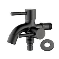 Black Bibcock Double Using Washing Machine Faucet 304 Stainless Steel Wall Bathroom Corner Garden Outdoor Tap Mop Balcony G1/2'