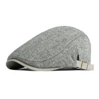 Retro Newsboy Cap Men Autumn Winter Herringbone Duckbill Hat Tweed Flat Peaked Beret Hat Women Painter Gatsby Driving Cap Adjustable 55to60cm šviesiai pilka spalva