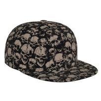 Scary Skull Gothic Skeleton Print Baseball Cap Funny Flat Brimmed Hat 3D Printed Snapback Flat Bill Hip Hop Hat for Men Women Adjustable
