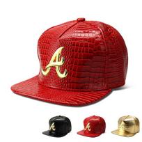 Madinga PU krokodilo odos hiphopo kepuraitė vyrams ir moterims, Rap snapback kepuraitė, su raidėmis, plokščia beisbolo kepuraitė, vyriška, auksinė, tėčio stiliaus trucker kepuraitė 56-58CM raudona