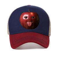 Funny Silly AI Apple Gen Z Meme BrainRot Humor Tongue Out baseball cap for Men Women mesh snapback hat casual trucker hats Adjustable raudona