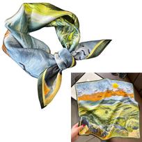 Moterims 100% šilko šalis 53cm prabangi skarelė pavasariui rudeniui kaklaskaris prekės ženklo aliejinė tapyba kinų ir tapybos stilius