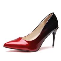 Moteriški Batai Smailianosiai Pompos Lakinė Oda Suknelė Vyno Raudona 10CM Aukštakulniai Valties Batai Vestuviniai Batai Zapatos Mujer 3 raudona