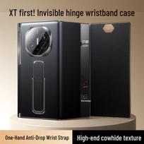 Mofe Tri-Fold Leather Phone Case with Invisible Wristband & Stand for Huawei Mate XT Mate XT Ultimate Design