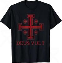 Retro Gothic T-shirt Deus Vault Knight Templar Cross Tshirt Cotton Streetwear Fashion Comfortable Unisex Short Sleeve Casual Top S